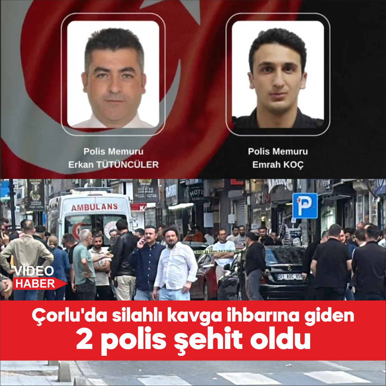 Tekirdağ’ın Çorlu ilçesinde görevli iki polis memuru, silahlı bir kavgaya