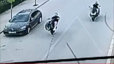 Edirne’nin Uzunköprü İlçesinde motosikleti tek teker üzerinde kullanan sürücünün ehliyeti