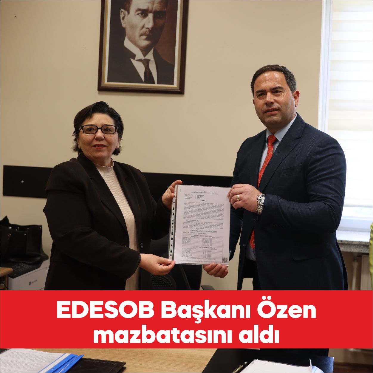 Edirne Esnaf ve Sanatkarlar Odaları Birliği (EDESOB) başkanlığına seçilen Harun