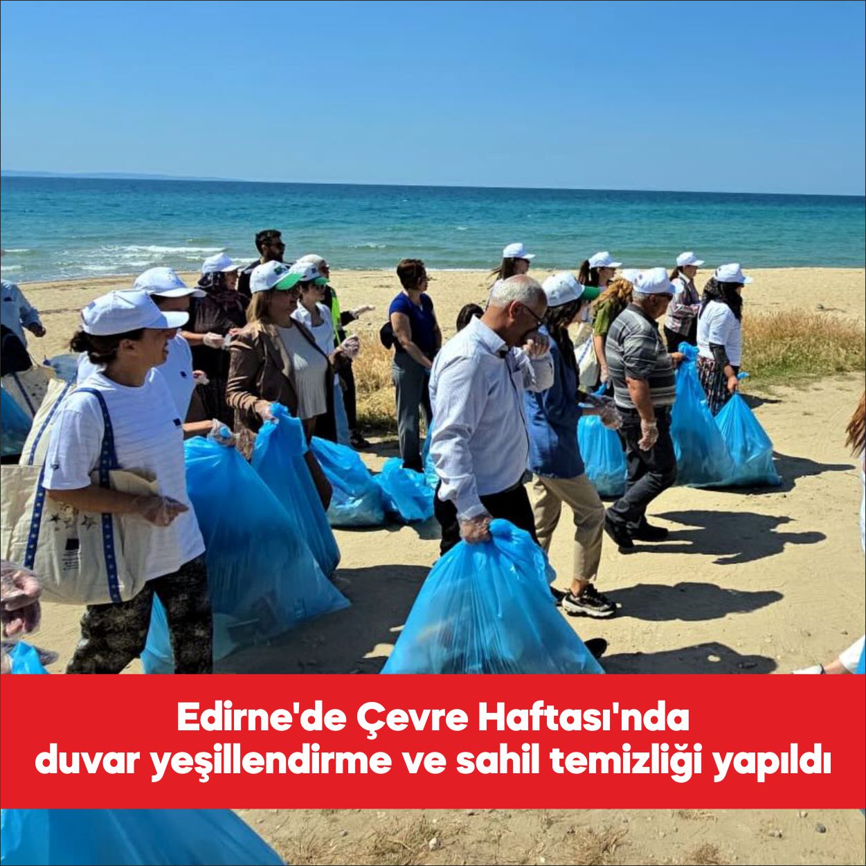 Edirne’nin Enez ilçesinde Çevre Haftası kapsamında duvar yeşillendirme ve sahil