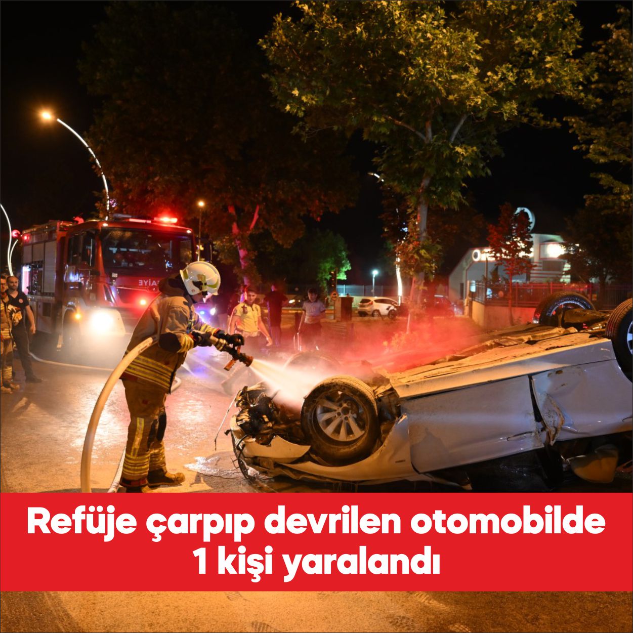 Edirne’de refüje çarpıp devrilen otomobilde 1 kişi yaralandı. A.S. idaresindeki