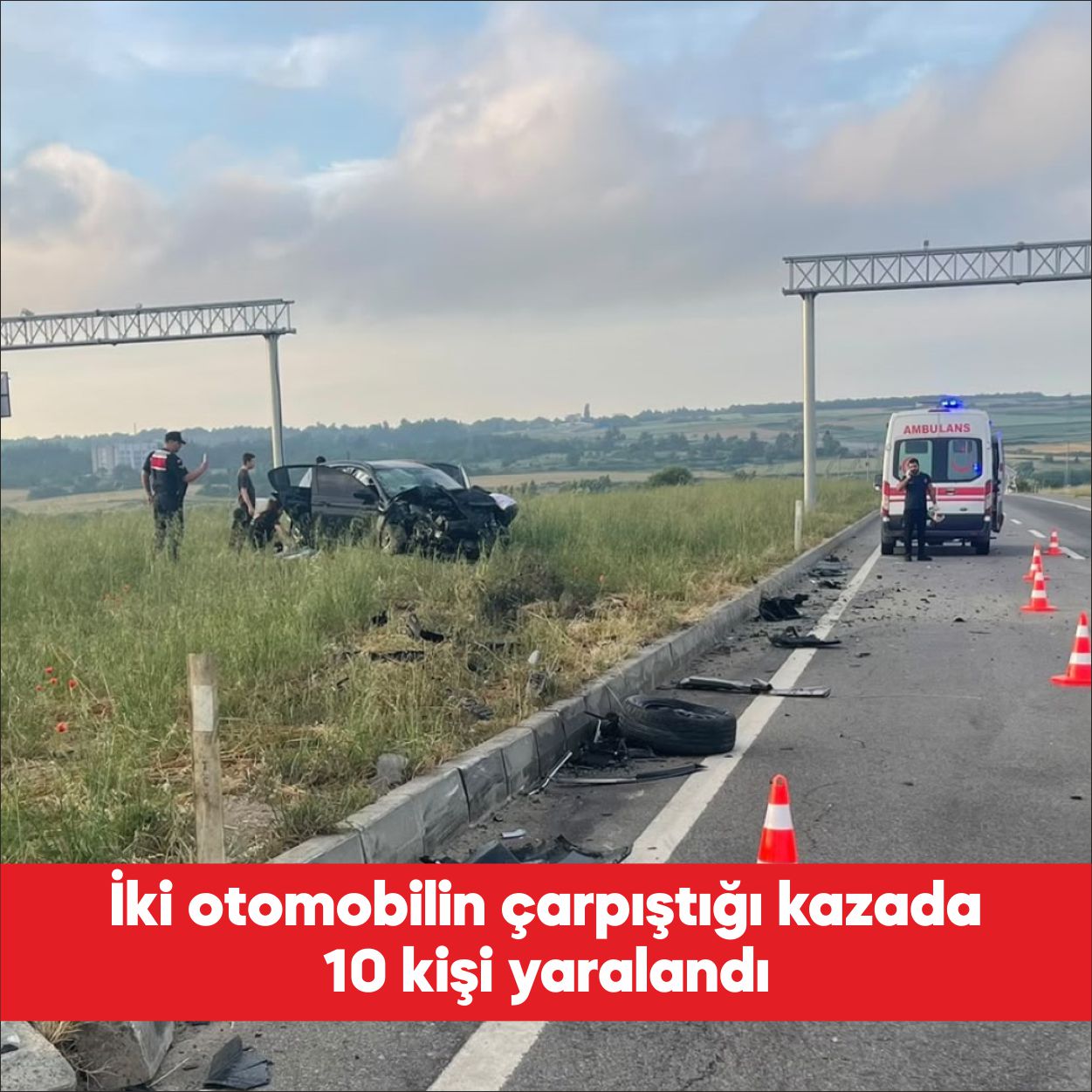 Tekirdağ’ın Saray ilçesinde iki otomobilin