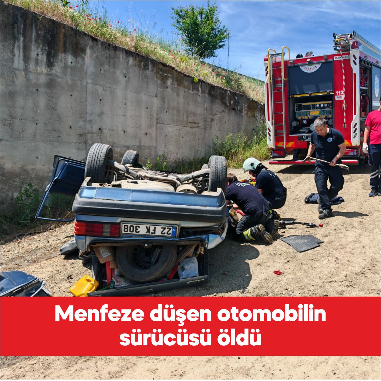 Tekirdağ’ın Malkara ilçesinde otomobilin menfeze düşmesi sonucu 1 kişi hayatını
