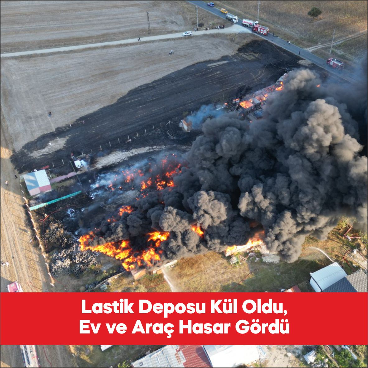 Tekirdağ’ın Çerkezköy ilçesinde, lastik deposunda çıkan yangın, itfaiye ekiplerince söndürüldü.
