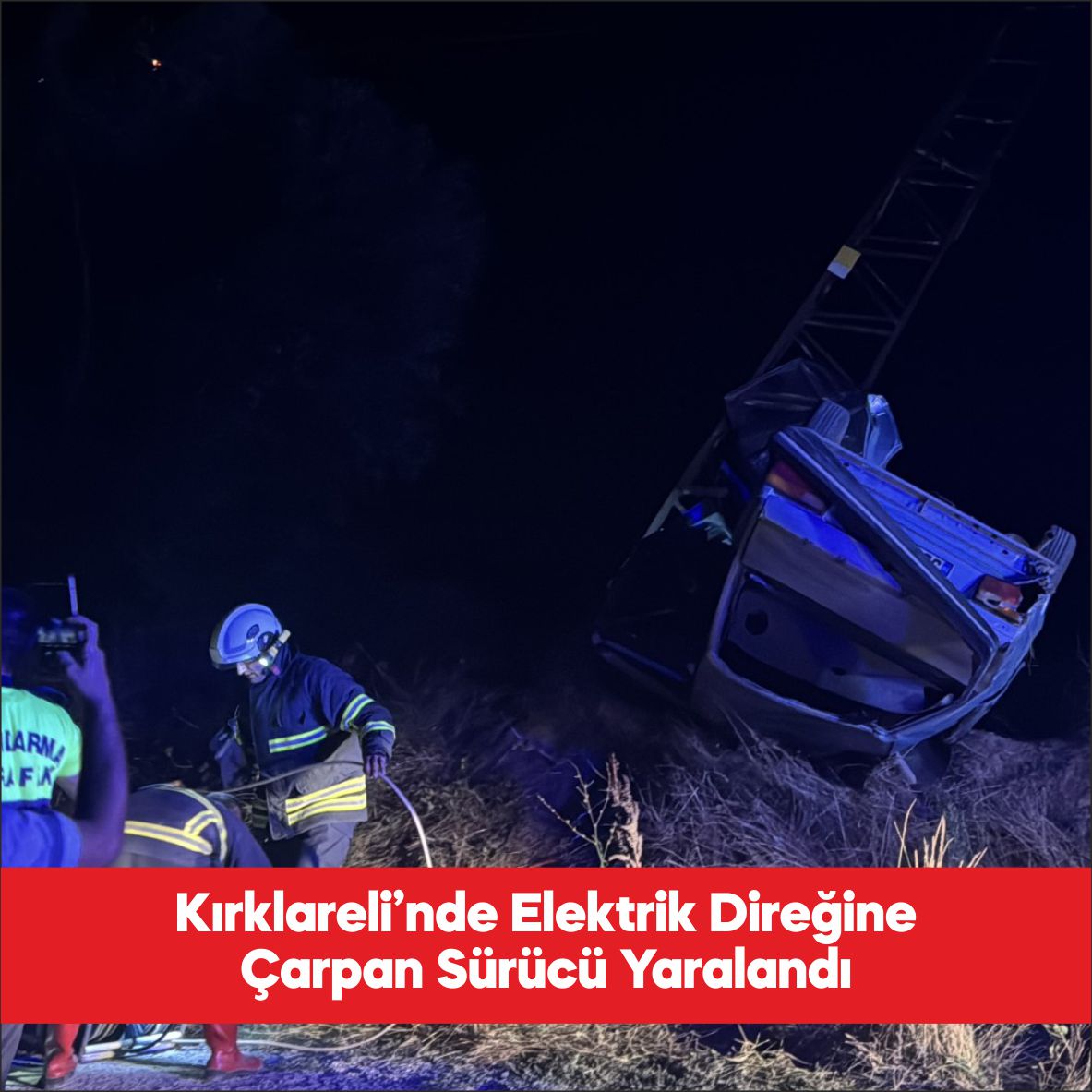 Kırklareli’nde elektrik direğine çarpan otomobil sürücüsü yaralandı. Armağan köyünde Ersin